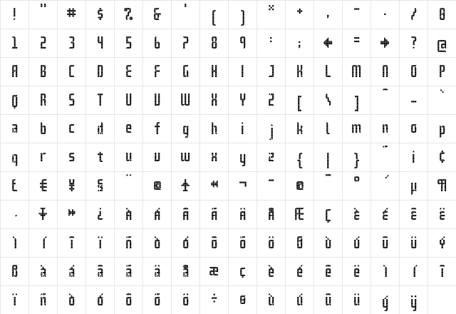 Delay-Grid Regular  glyph index