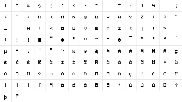 Visitor TT2 (BRK) Regular  glyph index