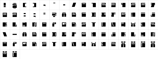 BlockAddicted Regular  glyph index
