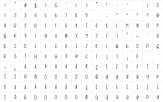 Hot and Black Tea Regular  glyph index