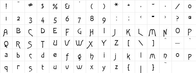 Reence Regular  glyph index
