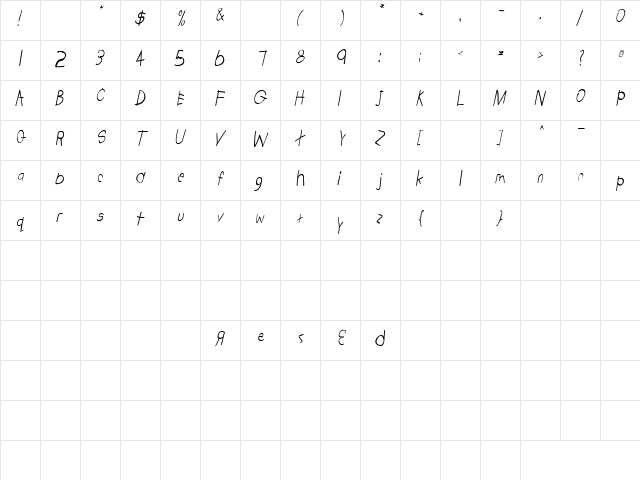 Catatonic 8 Italic  glyph index