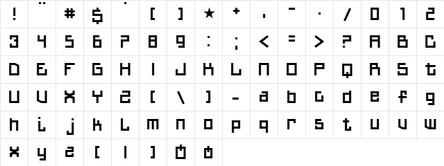 Erton Regular  glyph index
