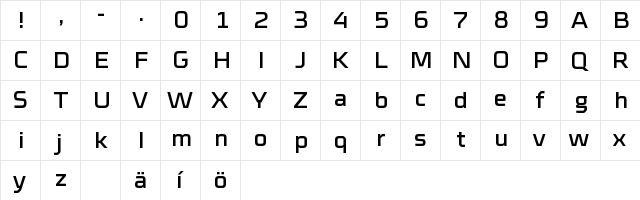 Cube Regular  glyph index