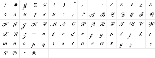 ADHEREA Regular  glyph index