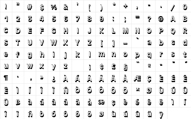 AntiqueOliTMedSh1 Regular  glyph index