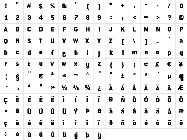 Conduit ITC Black Regular  glyph index