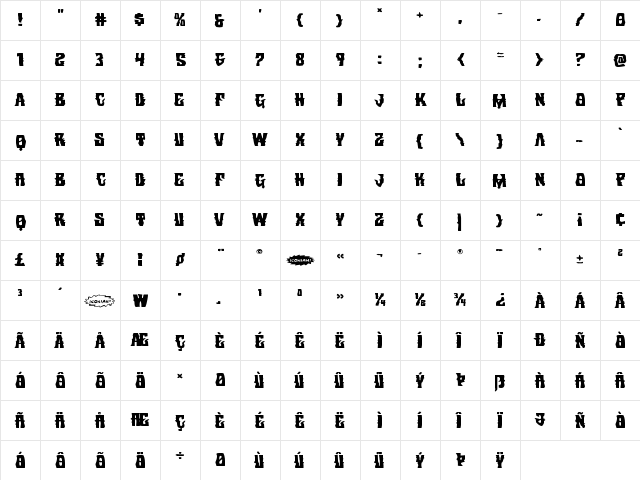 Warlock's Ale Expanded Expanded  glyph index