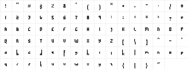 mode Regular  glyph index
