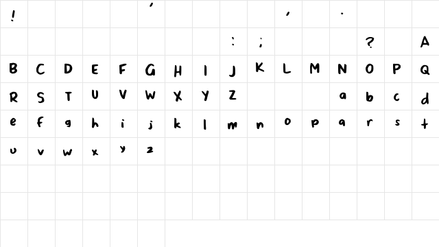 Scrappy Le Doot Regular  glyph index