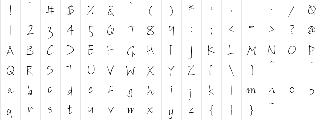 PC Sketched Regular  glyph index