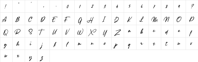 Lancaste Script Alt Demo Regular  glyph index