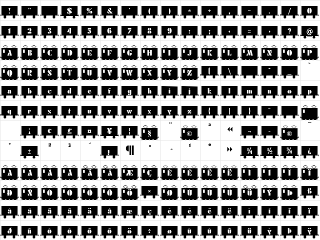 TrainBlack Becker Normal  glyph index