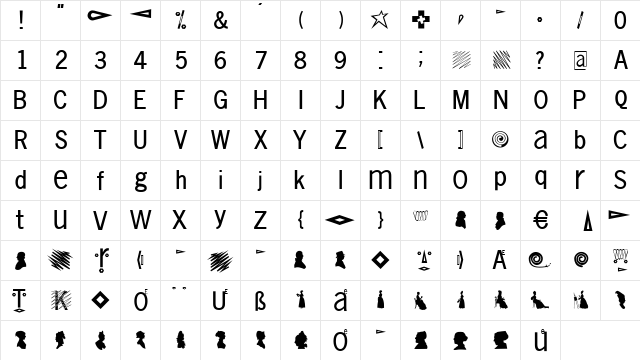 FullsizeSans Regular  glyph index