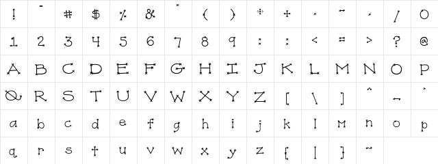 DJ Cross Stitch Regular  glyph index