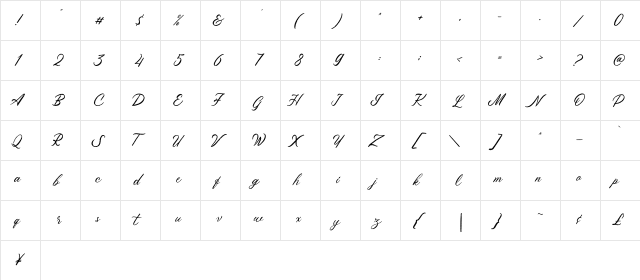 Maryatha Demo Regular  glyph index