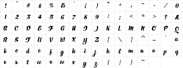 CK Puppy Love Regular  glyph index