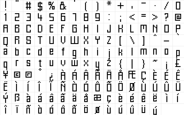 FFF Alaska Condensed Regular  glyph index