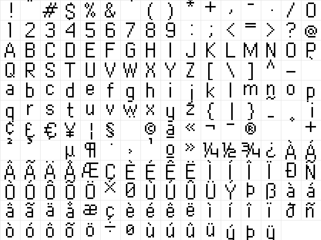 copy 10_56 Regular  glyph index