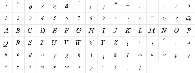 Stepped in Times Regular  glyph index