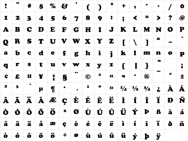 CooperAntD Regular  glyph index