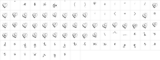 DJ Candy Heart Regular  glyph index