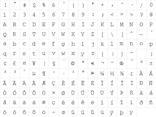 KerusaSSK Regular  glyph index