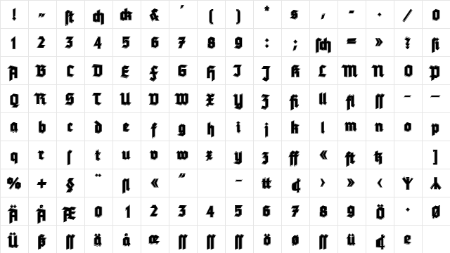 Tannenberg Umrandet Roman  glyph index