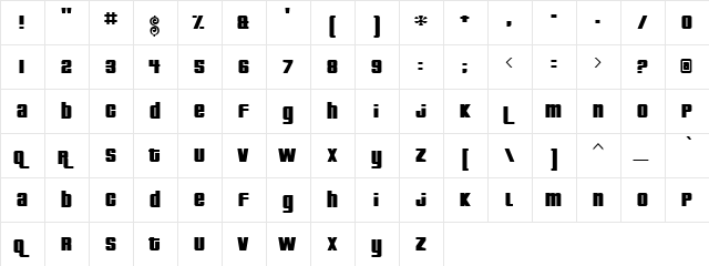 Pony Ittal Regular  glyph index