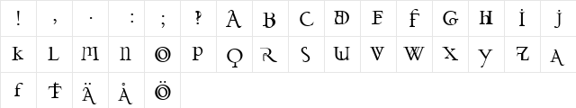 Darwin Plain  glyph index