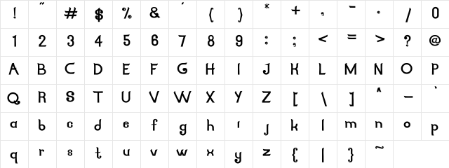 Nesia_Calligraphy Regular  glyph index