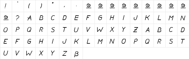 Actrice Regular  glyph index