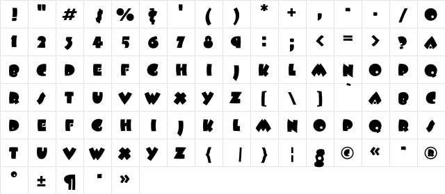 BeeskneesC Regular  glyph index