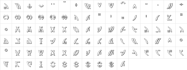 Zeta Reticuli 3D Regular  glyph index