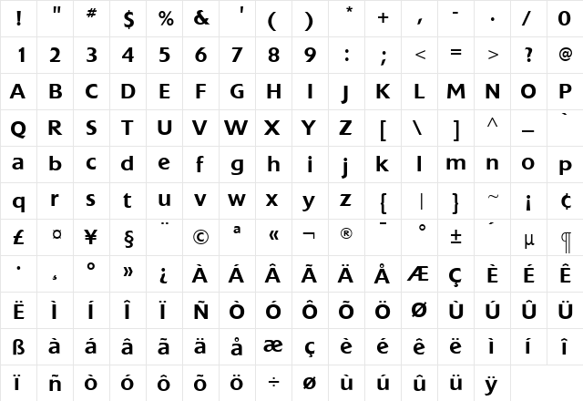 ExtensionMedium Roman  glyph index