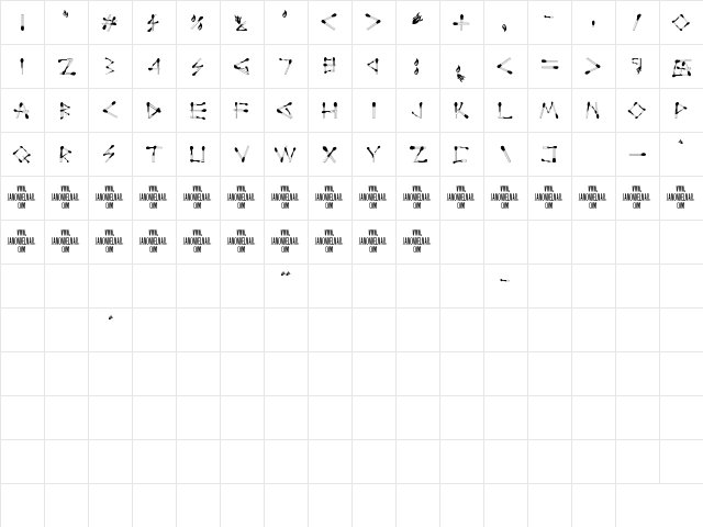 PerfectMatch Regular  glyph index