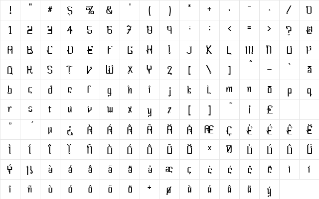 Farang Regular  glyph index