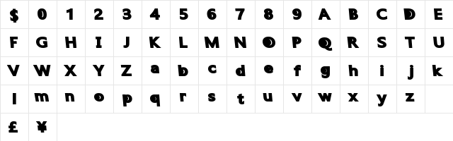 QuantumFuture Regular  glyph index