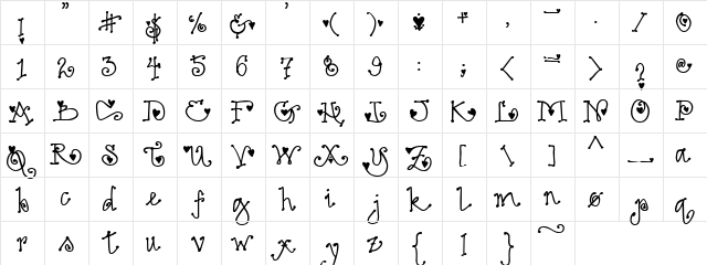 DJ Love Regular  glyph index