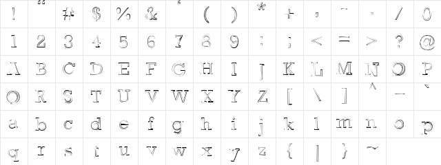 hollowedout hollowedout  glyph index