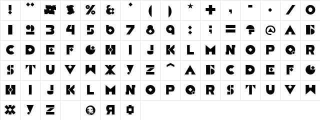 Constructivist Regular  glyph index