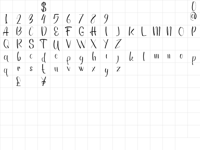 Tekepok DEMO Regular  glyph index