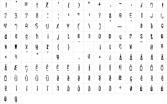 CablegramZagreb Regular  glyph index