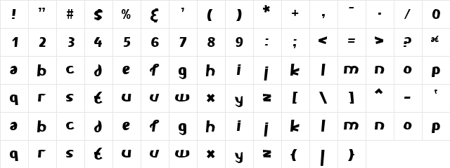 Carlie Bold  glyph index