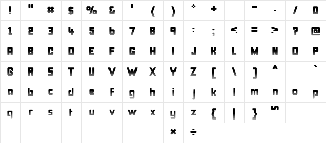 Bonk Undercut Regular  glyph index