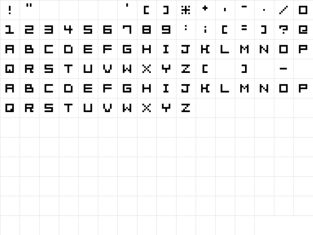 Bit Trip7 (sRB) Regular  glyph index