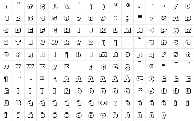 AntiqueOliTComRe1 Regular  glyph index