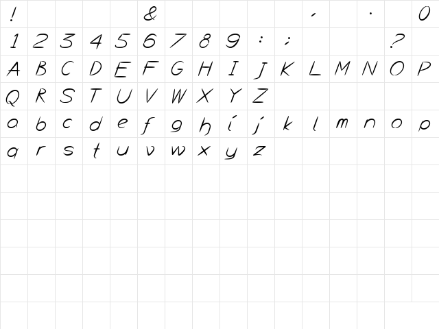 Bayou Regular  glyph index