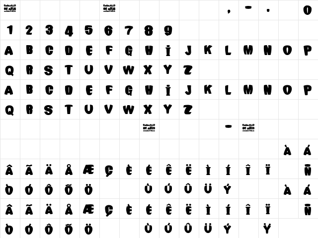 Carajillo de Anҳ Regular  glyph index