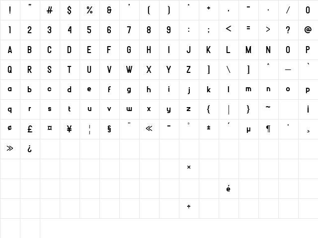BOLeD Regular  glyph index